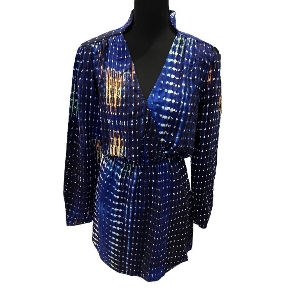 Parker Blue Multicolor Printed Silk Mini Dress XS